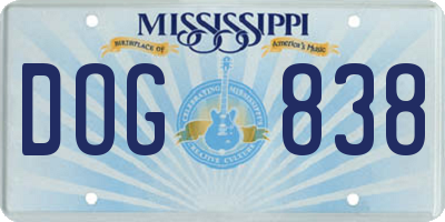 MS license plate DOG838