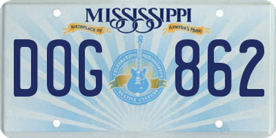 MS license plate DOG862