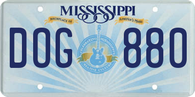 MS license plate DOG880