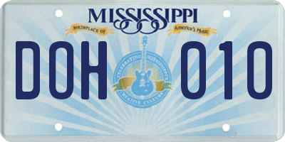 MS license plate DOH010