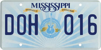 MS license plate DOH016