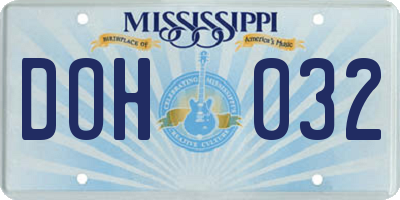 MS license plate DOH032