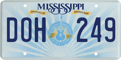 MS license plate DOH249