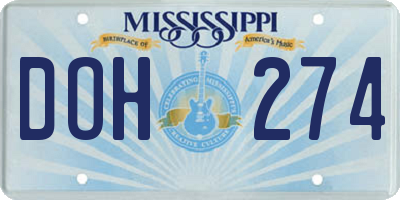 MS license plate DOH274