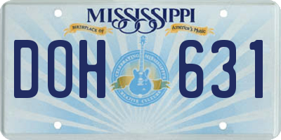 MS license plate DOH631