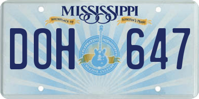 MS license plate DOH647