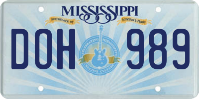 MS license plate DOH989