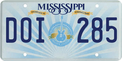 MS license plate DOI285