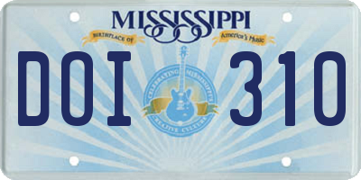 MS license plate DOI310