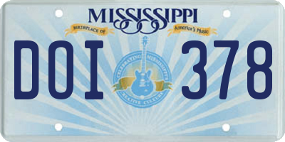 MS license plate DOI378