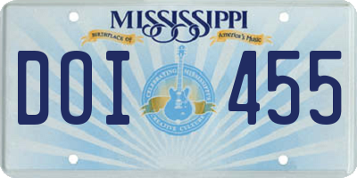 MS license plate DOI455