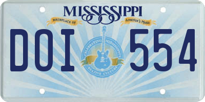 MS license plate DOI554
