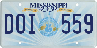 MS license plate DOI559
