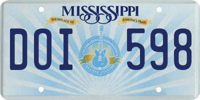 MS license plate DOI598