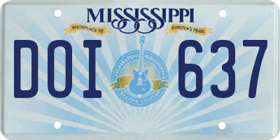 MS license plate DOI637