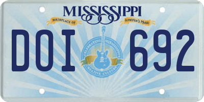 MS license plate DOI692