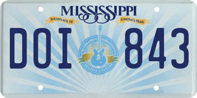 MS license plate DOI843