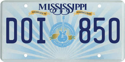 MS license plate DOI850