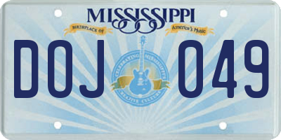 MS license plate DOJ049