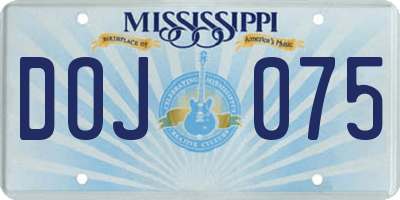 MS license plate DOJ075