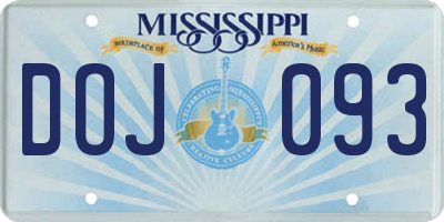 MS license plate DOJ093