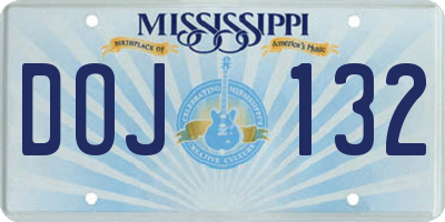 MS license plate DOJ132