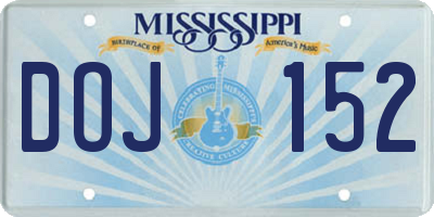 MS license plate DOJ152