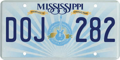 MS license plate DOJ282