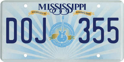 MS license plate DOJ355
