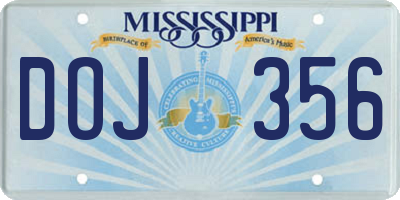 MS license plate DOJ356