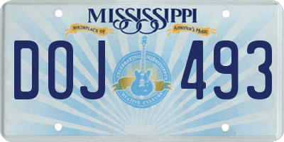 MS license plate DOJ493
