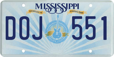 MS license plate DOJ551