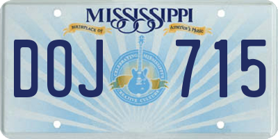 MS license plate DOJ715