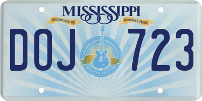 MS license plate DOJ723