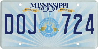 MS license plate DOJ724