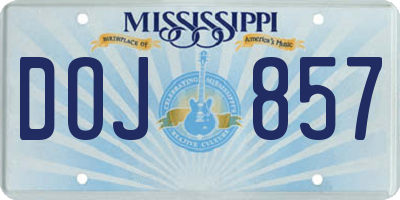 MS license plate DOJ857