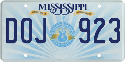 MS license plate DOJ923