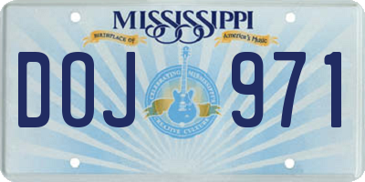 MS license plate DOJ971