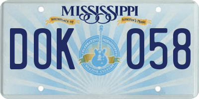 MS license plate DOK058