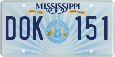 MS license plate DOK151