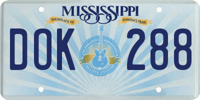 MS license plate DOK288