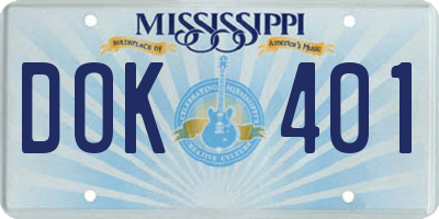 MS license plate DOK401