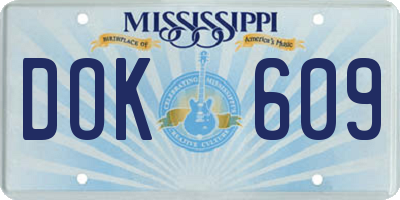 MS license plate DOK609