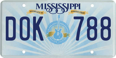 MS license plate DOK788