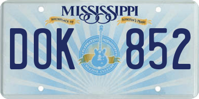 MS license plate DOK852