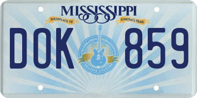 MS license plate DOK859