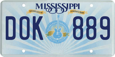 MS license plate DOK889