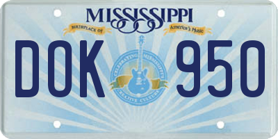 MS license plate DOK950