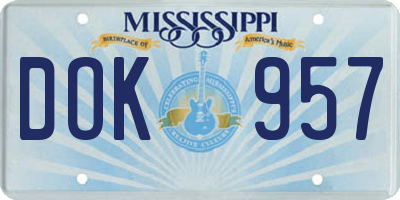 MS license plate DOK957