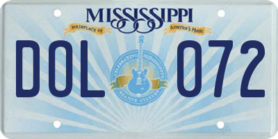 MS license plate DOL072